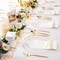 210Pcs Clear and Gold Plates for 30 Guests, Plastic Plates for Party, Includes:30 Gold Dinner Plates, 30 Gold Dessert Plates, 30 Paper Towels with 90 Silverware & 30 Cups MirthMood